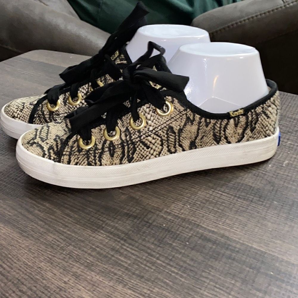 KEDS Champion Oxford ribbon cheetah print sneaker shoes size 7.5